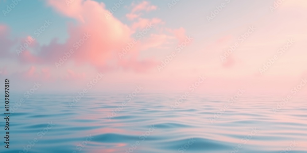 Serene Waters Underneath a Soft Pink and Blue Sky with Gentle Clouds Serene Waters Underneath a Soft Pink and Blue Sky with Gentle Clouds