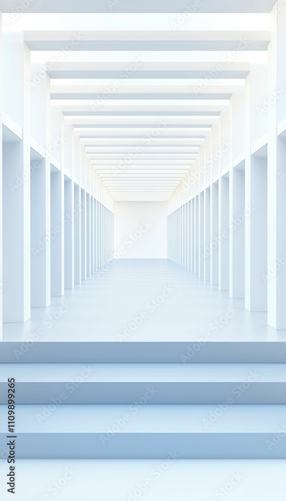Automated storage solutions, sleek minimalist design, shades of white and blue, top view perspective, featuring well-structured shelving and optimal spatial arrangement. Automated storage solutions, sleek minimalist design, shades of white and blue, top view perspective, featuring well-structured shelving and optimal spatial arrangement.