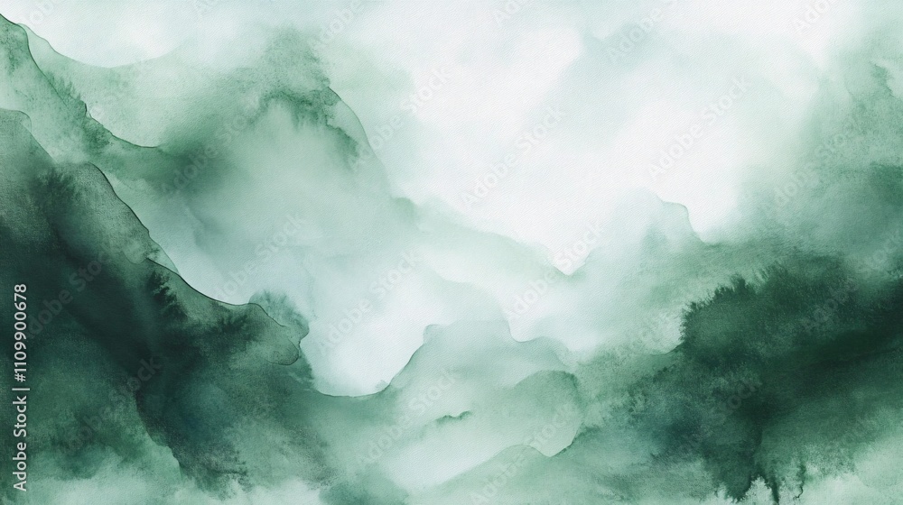 Obraz premium An ethereal abstract watercolor background in soft green hues, perfect for calming designs, nature-themed events, or wellness promotions.