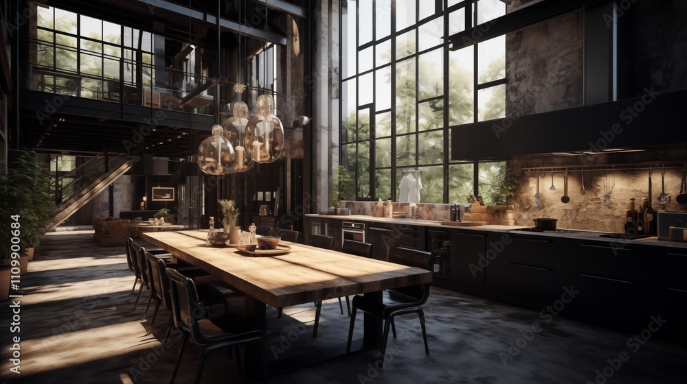 Polished steel products, soft natural light, space on the right,generative ai illustration Polished steel products, soft natural light, space on the right,generative ai illustration