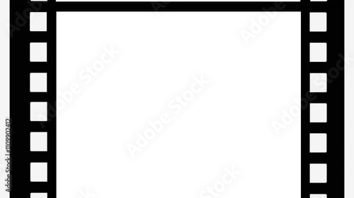 Moving filmstrip motion graphics with  white background, Old Filmstrip, Old movie films strip frame animation.
Dynamic lines 35 mm movie filmstrips background, camera roll animation negative film.