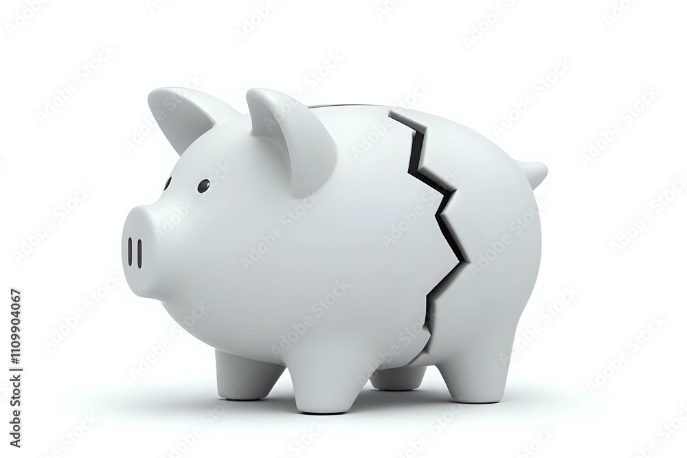 Broken piggy bank isolated on white background Broken piggy bank isolated on white background