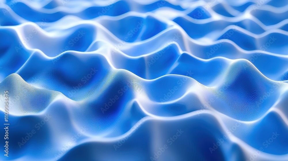 Fototapeta premium Abstract Blue Waves Digital Landscape Art