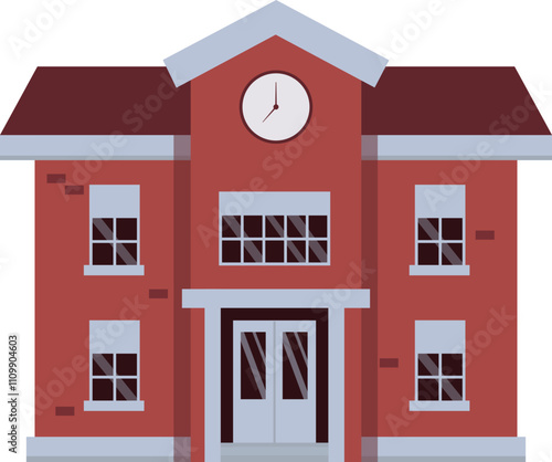 Illustration of a Classic Red School Building