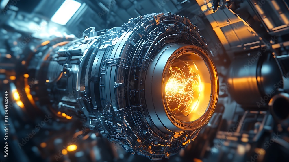 Futuristic engine core with glowing energy. Futuristic engine core with glowing energy.