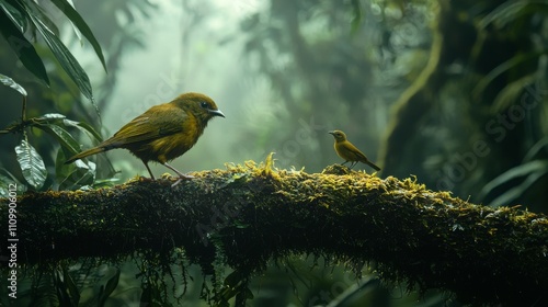 Liberian Greenbul Searching for Food in Lush Habitat photo