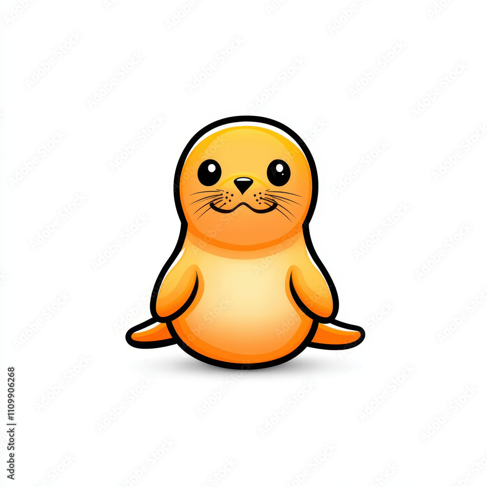 Cute cartoon seal with round body and friendly expression Cute cartoon seal with round body and friendly expression