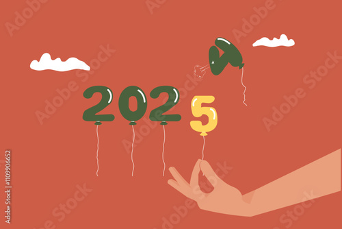 New Year Transition 2024 to 2025 New Year Balloons