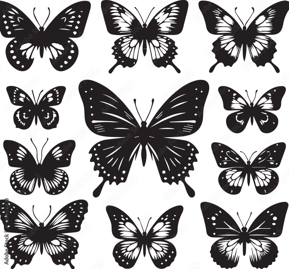 Set of butterflies on white background Set of butterflies on white background