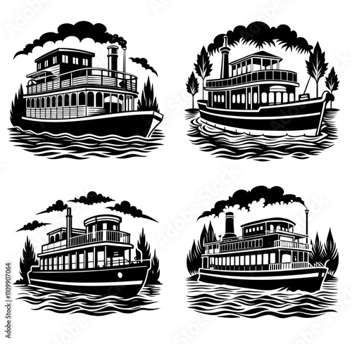 Foto riverboat silhouette vector illustration
