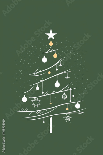 Christmas Tree Greeting Cards, Holiday Cards, Minimalist Illustration, Greeting Card, Social Media, Website, Graphic Resource