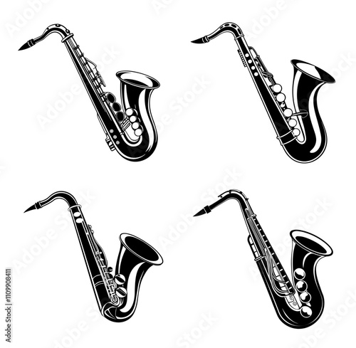 saxophone silhouette vector illustration