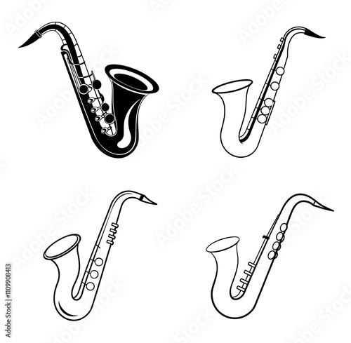 saxophone silhouette vector illustration