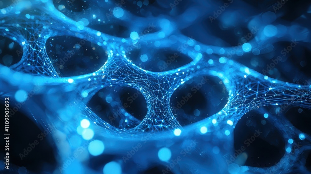 Abstract Blue Network Structure Glowing Lights Abstract Blue Network Structure Glowing Lights