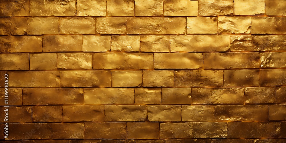 Obraz premium Gold brick wall background. Brick texture