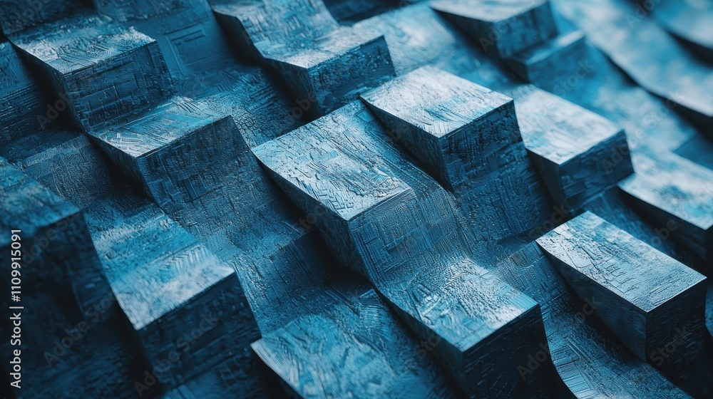 custom made wallpaper toronto digitalAbstract Blue Cubic Textured Landscape