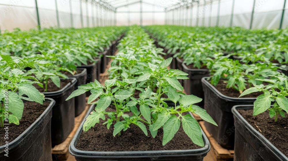 Greenhouse Tomato Plants Growing Food Agriculture Farm Greenhouse Tomato Plants Growing Food Agriculture Farm