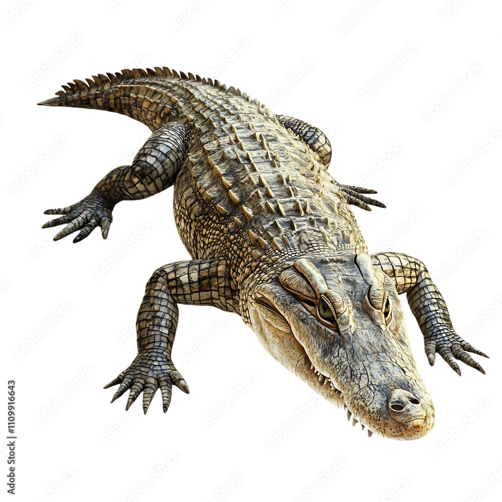 Obraz premium Realistic 3D Rendering of a Detailed Crocodile Isolated on White