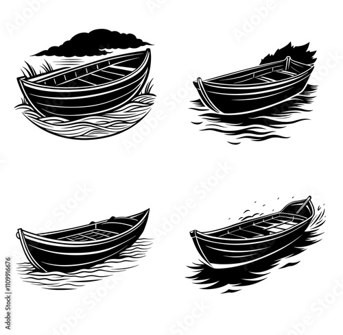 skiff silhouette vector illustration photo