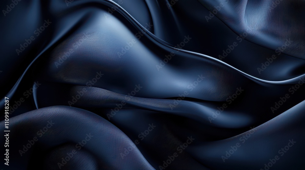 Obraz premium Abstract Dark Blue Fabric Draped Waves