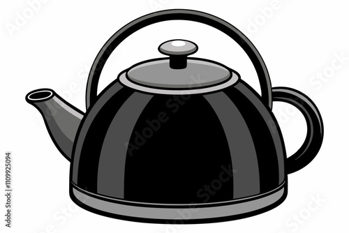 Beautiful black realistic  kettle vector illustration