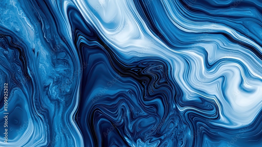 Obraz premium Abstract Blue Swirling Liquid Marble Design