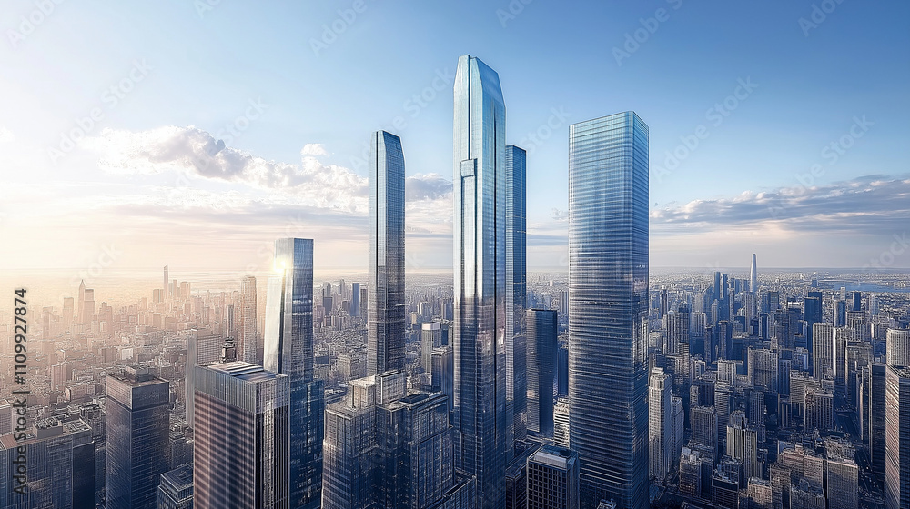 Fototapeta premium Modern Elegance A City of Futuristic Skyscrapers