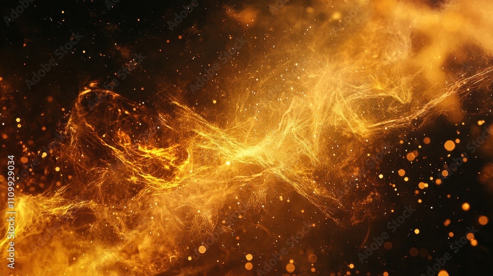 Obraz premium Abstract Golden Fire Energy Swirling Nebula