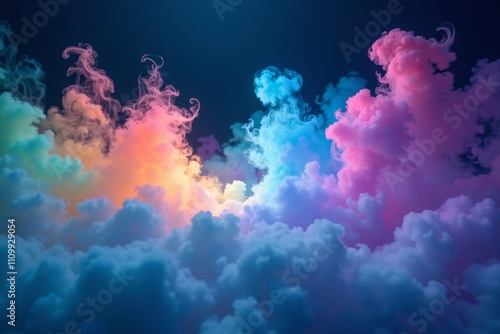 Dreamy rainbow clouds against a night sky