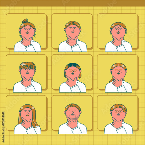 頼もしい男女の上半身イラストセット