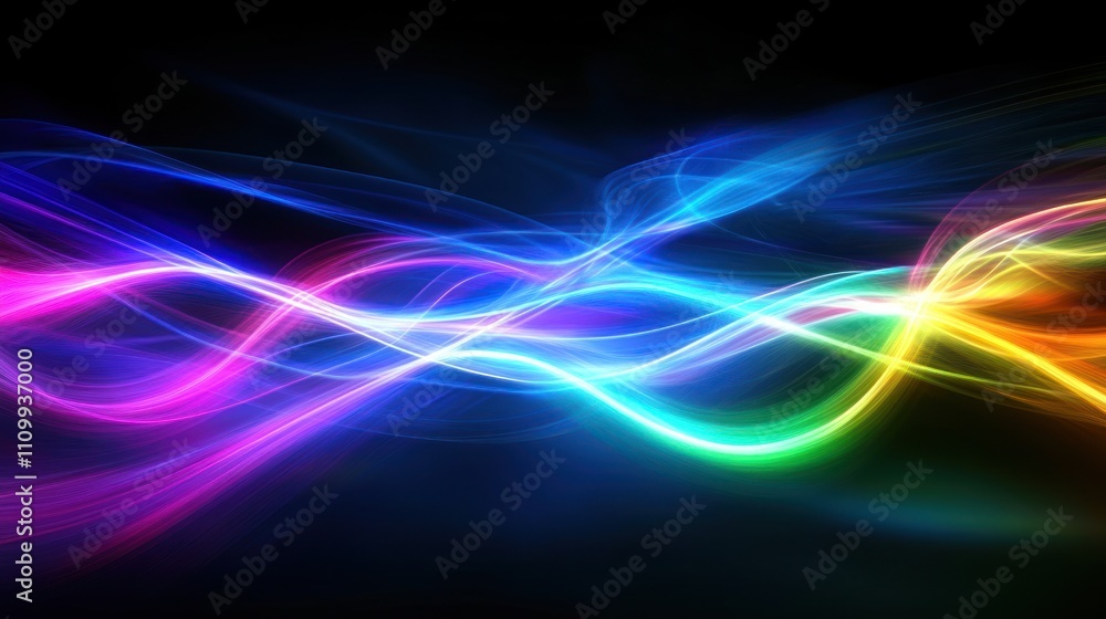 Abstract colorful waves of light on a dark background, creating a vibrant visual effect. Abstract colorful waves of light on a dark background, creating a vibrant visual effect.