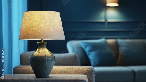 Elegant Table Lamp Illuminating Cozy Living Room Atmosphere