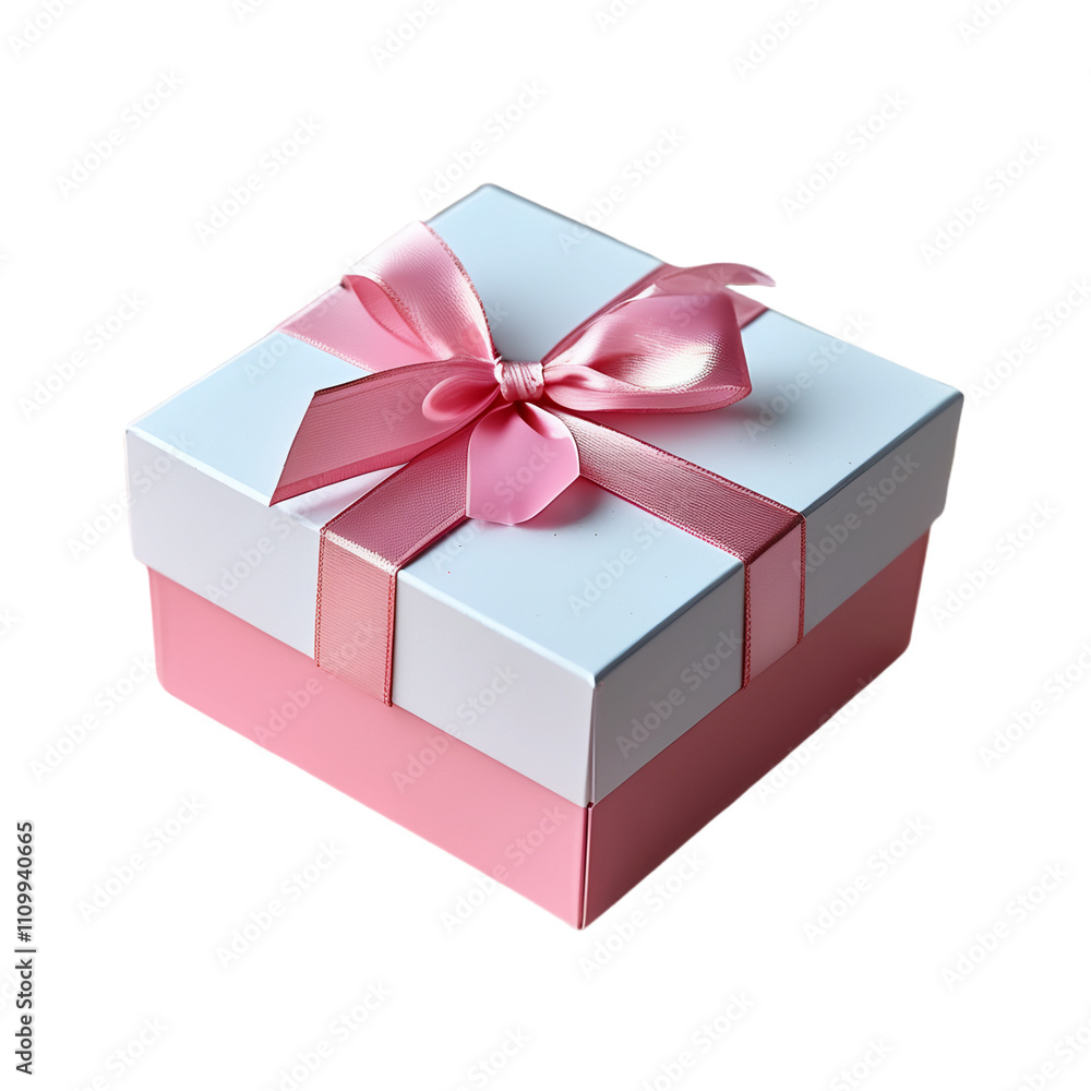 Fototapeta premium pink gift box with ribbon isolated on transparent background