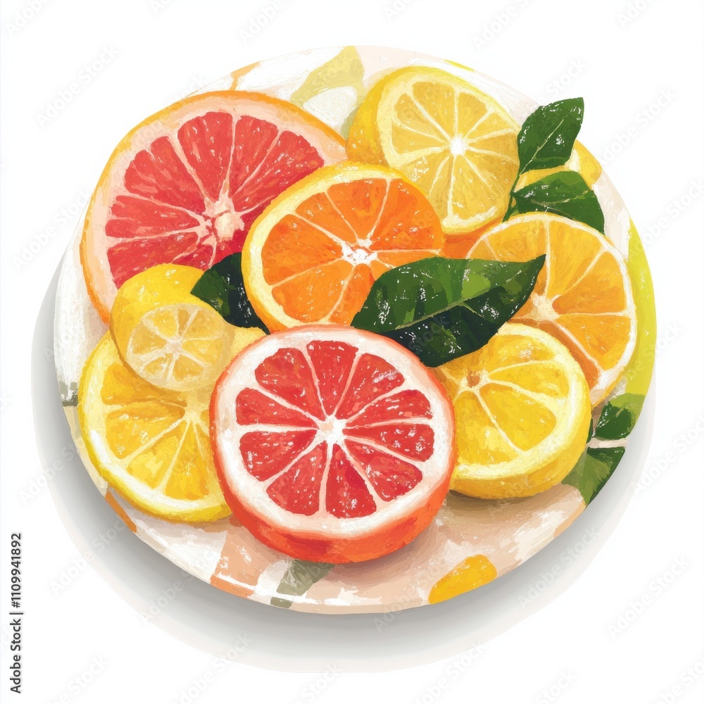 A citrus fruit platter with oranges, grapefruits, and lemons slices A citrus fruit platter with oranges, grapefruits, and lemons slices