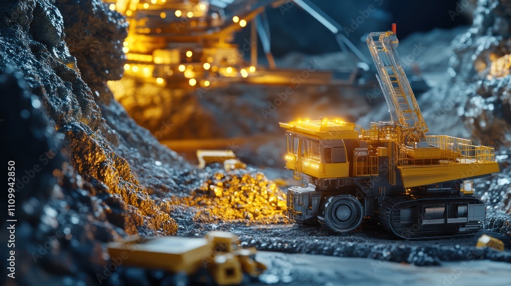 Mining Excavator in a Rock Quarry Mining Excavator in a Rock Quarry