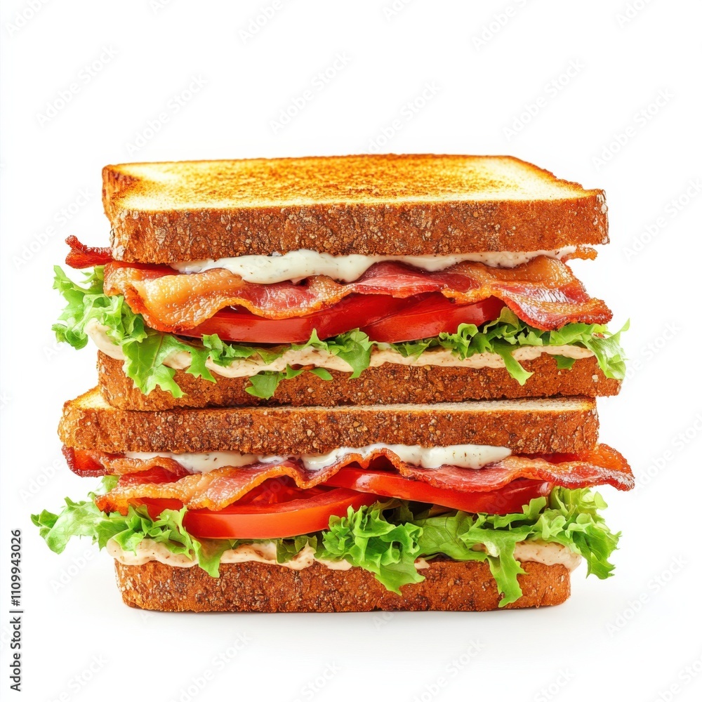 A classic BLT sandwich with crispy bacon, lettuce, tomato A classic BLT sandwich with crispy bacon, lettuce, tomato