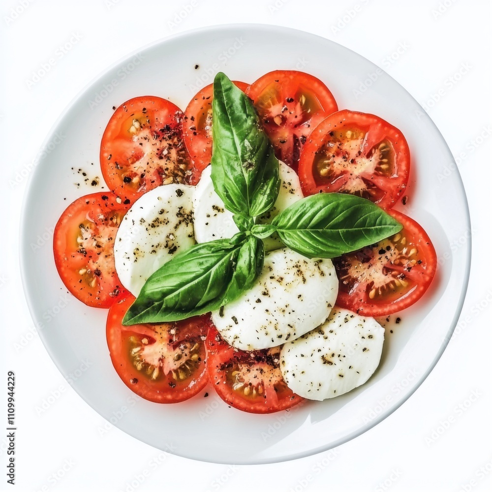 A classic Caprese salad with tomatoes, mozzarella, and basil A classic Caprese salad with tomatoes, mozzarella, and basil