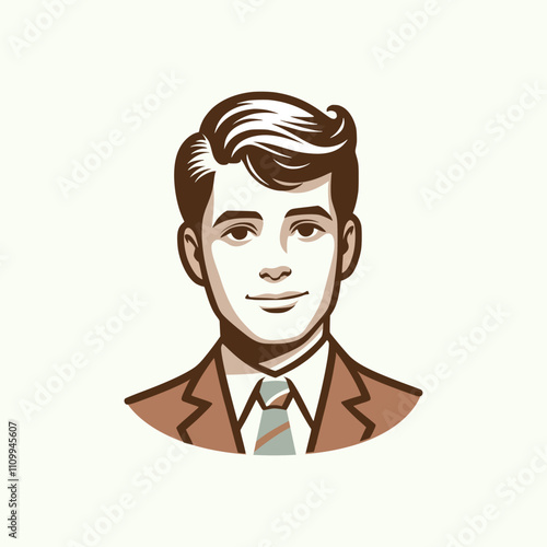 young man profile picture retro vintage vector illustration template design