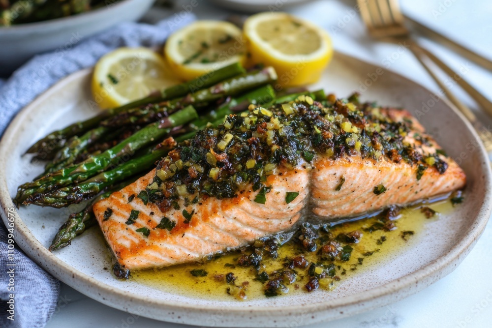 Grilled Salmon with a Side of Vegetables Grilled Salmon with a Side of Vegetables