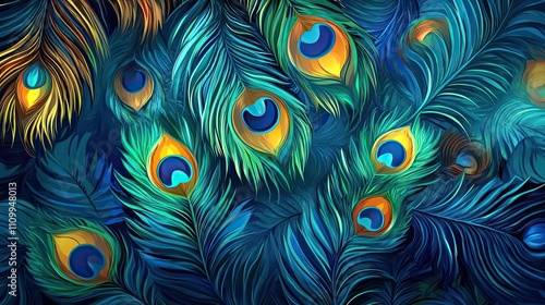 Vivid Peacock Feathers Artistic Display