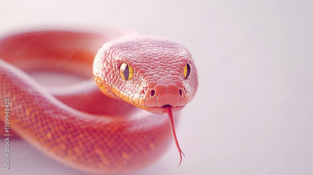 Fototapeta premium Realistic 3D illustration of a snake, showcasing intricate scales, natural texture, and dynamic pose, designed with high detail for use in wildlife art, educational purposes, 