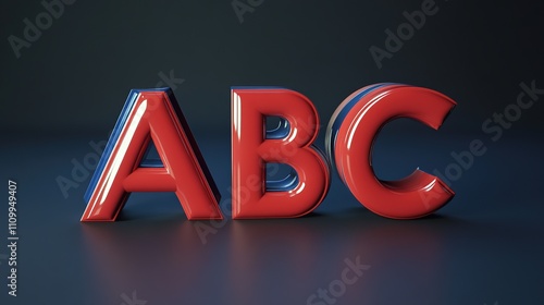 3D "ABC" lettering, featuring bold and dynamic typography with depth and texture, perfect for creative digital design, educational purposes, and modern projects requiring vibrant and eye-catching visu