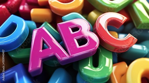 3D "ABC" lettering, featuring bold and dynamic typography with depth and texture, perfect for creative digital design, educational purposes, and modern projects requiring vibrant and eye-catching visu