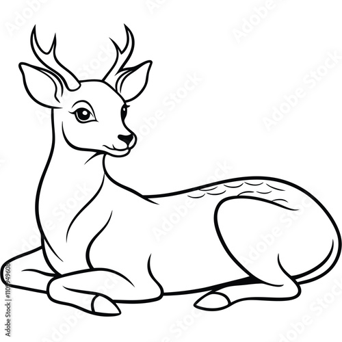 Vector Illustration of Deer Lying in Beautiful Style