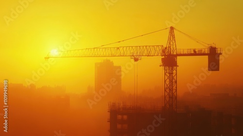 Construction Crane Silhouette at Sunset