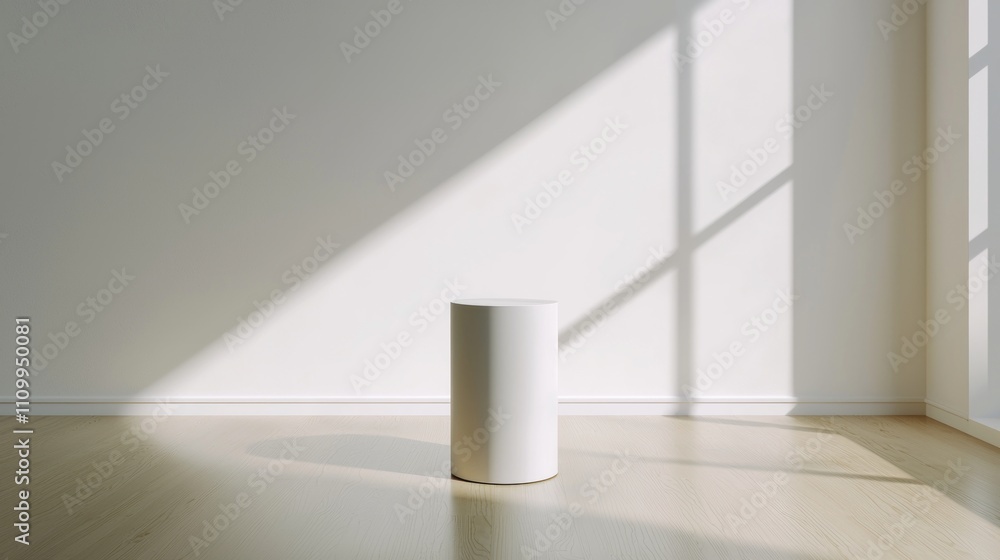 Minimalist White Cylinder in Sunlit Room Interior Design Minimalist White Cylinder in Sunlit Room Interior Design