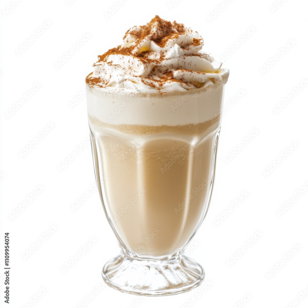 A creamy coconut milkshake with a sprinkle of cinnamon, isolated white background, impressionistic art style A creamy coconut milkshake with a sprinkle of cinnamon, isolated white background, impressionistic art style