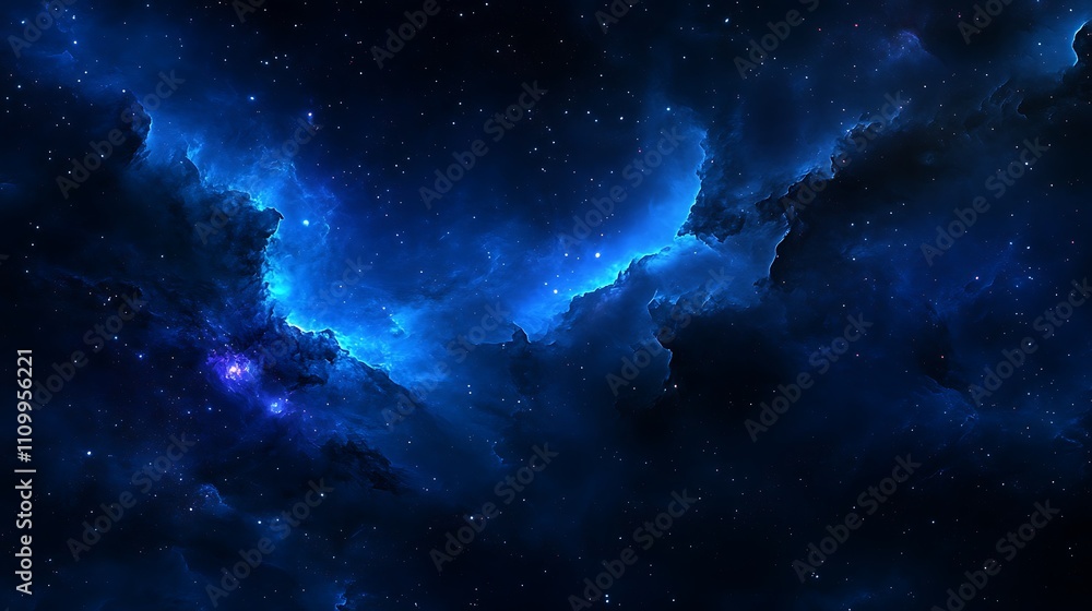 A cosmic scene showcasing vibrant blue nebulae and twinkling stars in deep space. A cosmic scene showcasing vibrant blue nebulae and twinkling stars in deep space.