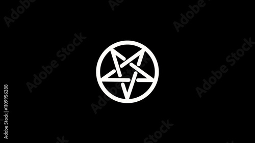 Satanic star white icon motion video