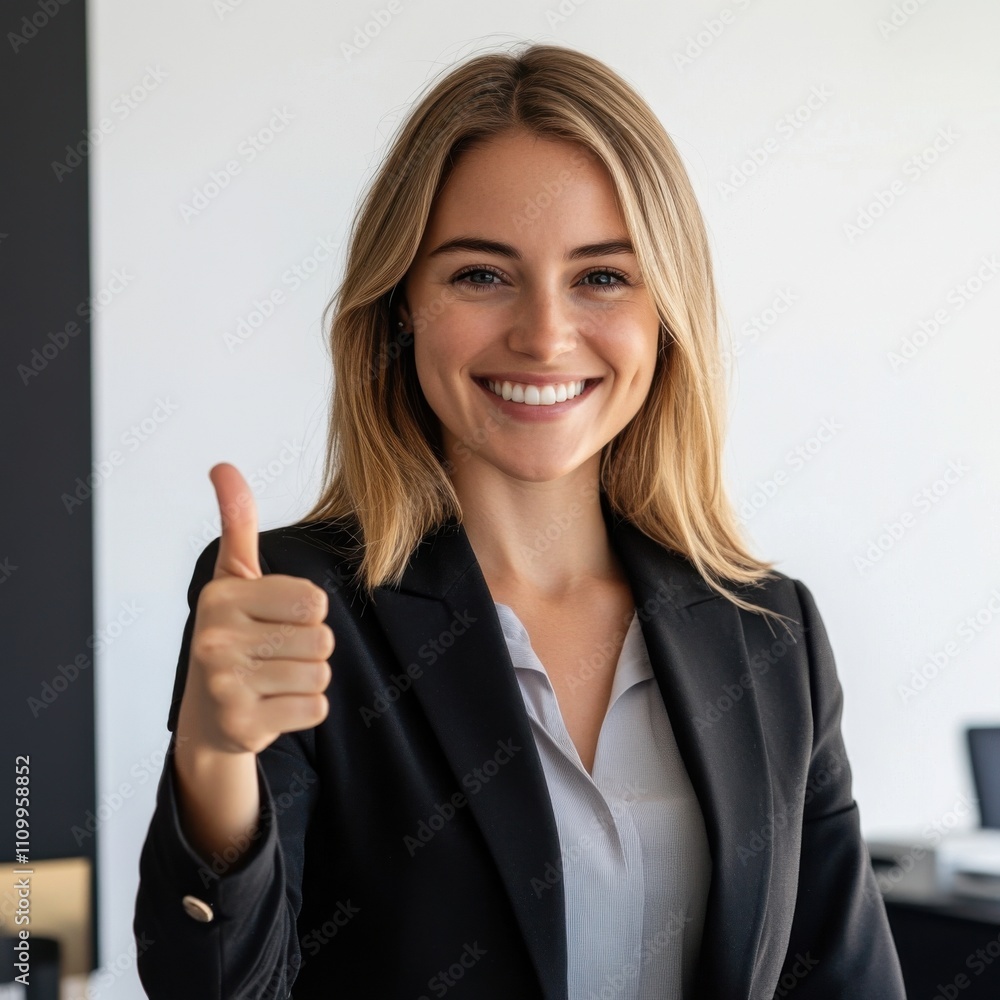 Professional businesswoman giving a thumbs-up Professional businesswoman giving a thumbs-up
